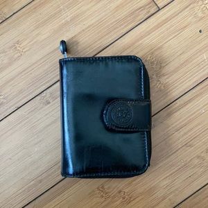 black faux leather kipling wallet